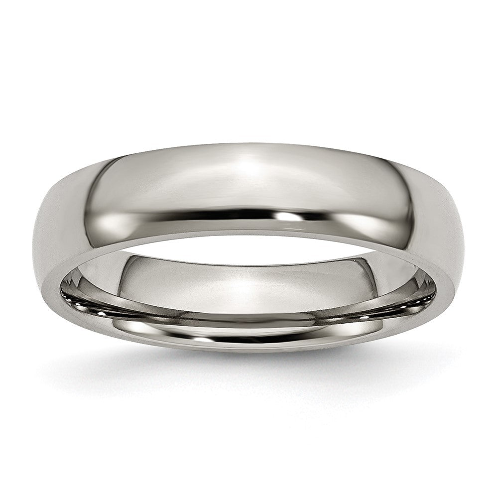 Titanium Polished 5mm Half Round Band Size - 9.5