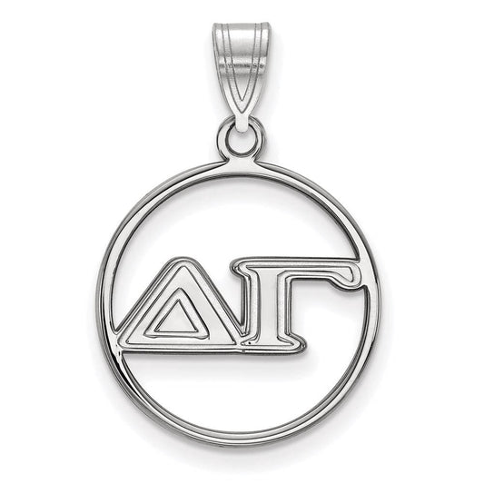 Sterling Silver Official Licensed Greek Sororities Delta Gamma (??) Small Circle Pendant