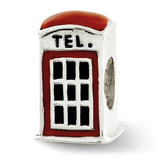 Sterling Silver Reflections Enameled Telephone Booth Bead