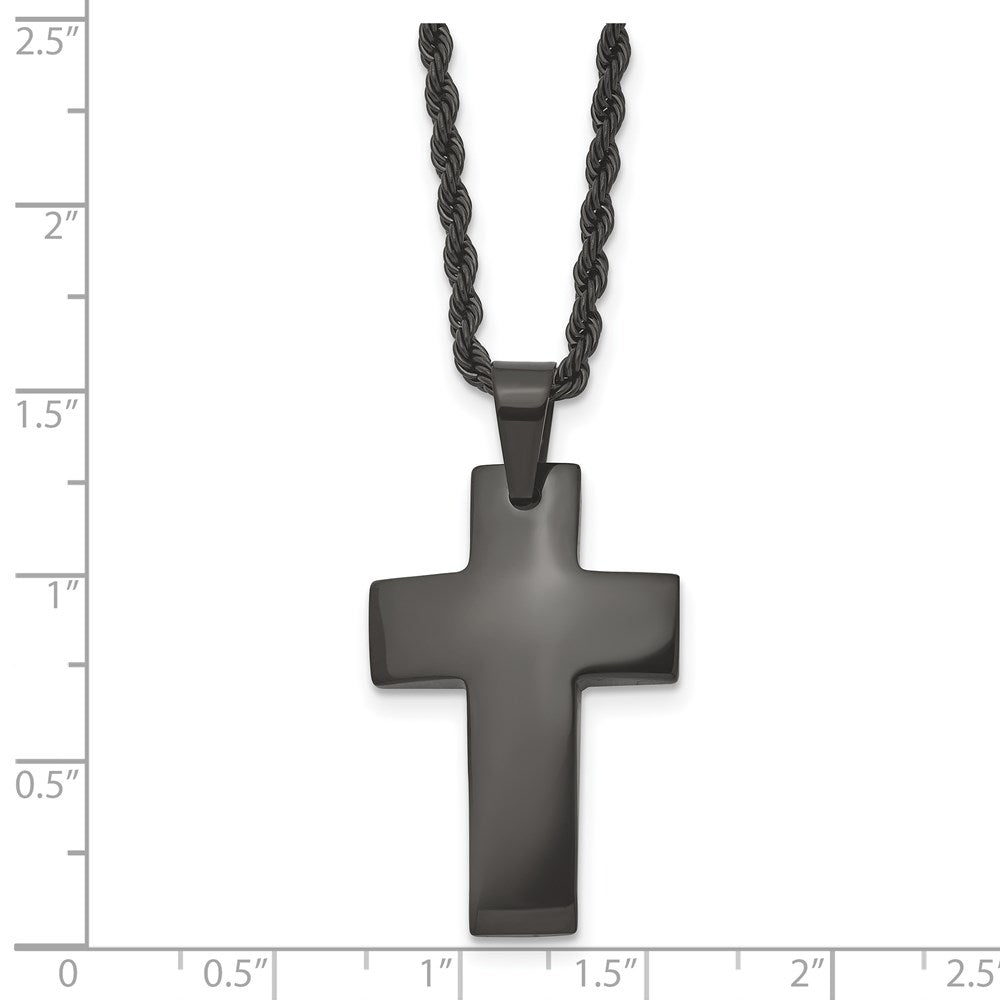 Stainless Steel Polished Black IP-plated Cross 20in Necklace