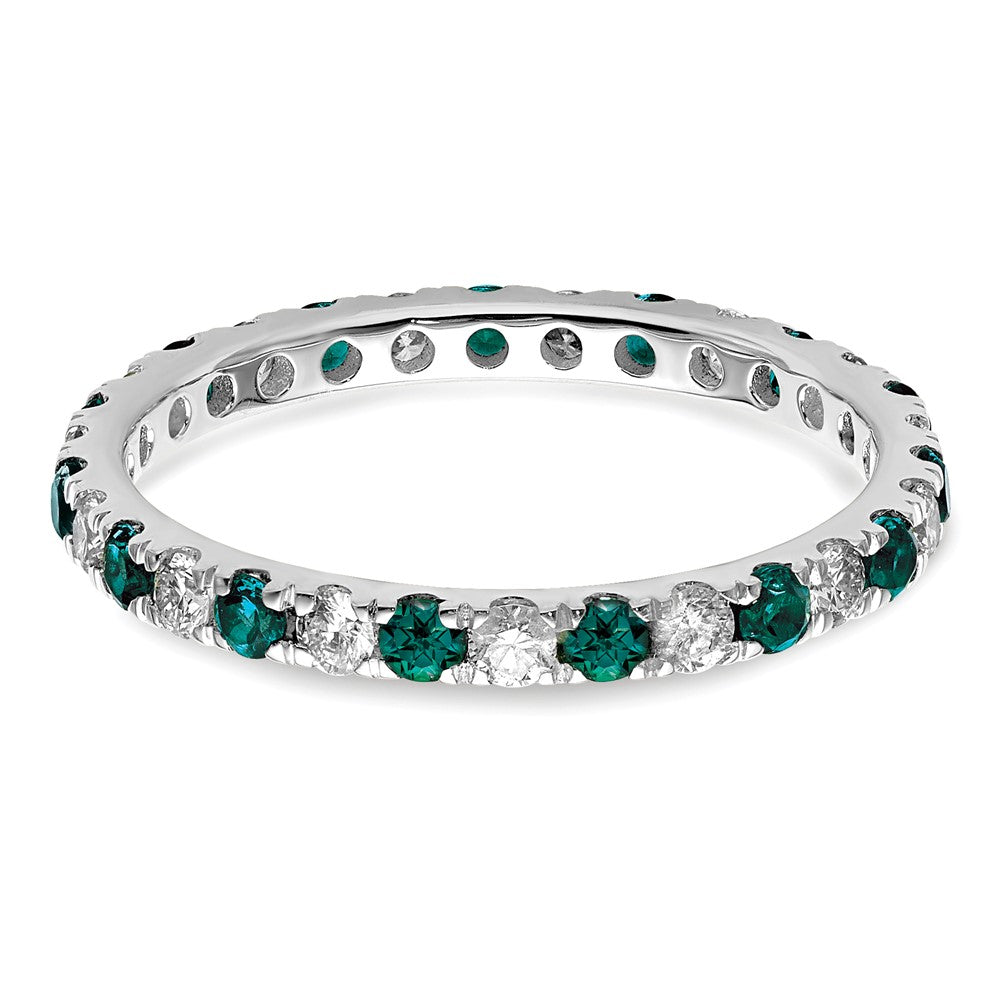 14k White Gold 3/8 carat Lab Grown Diamond VS/SI+ G+ and Lab Created Alexandrite Size 4.5 Eternity Band