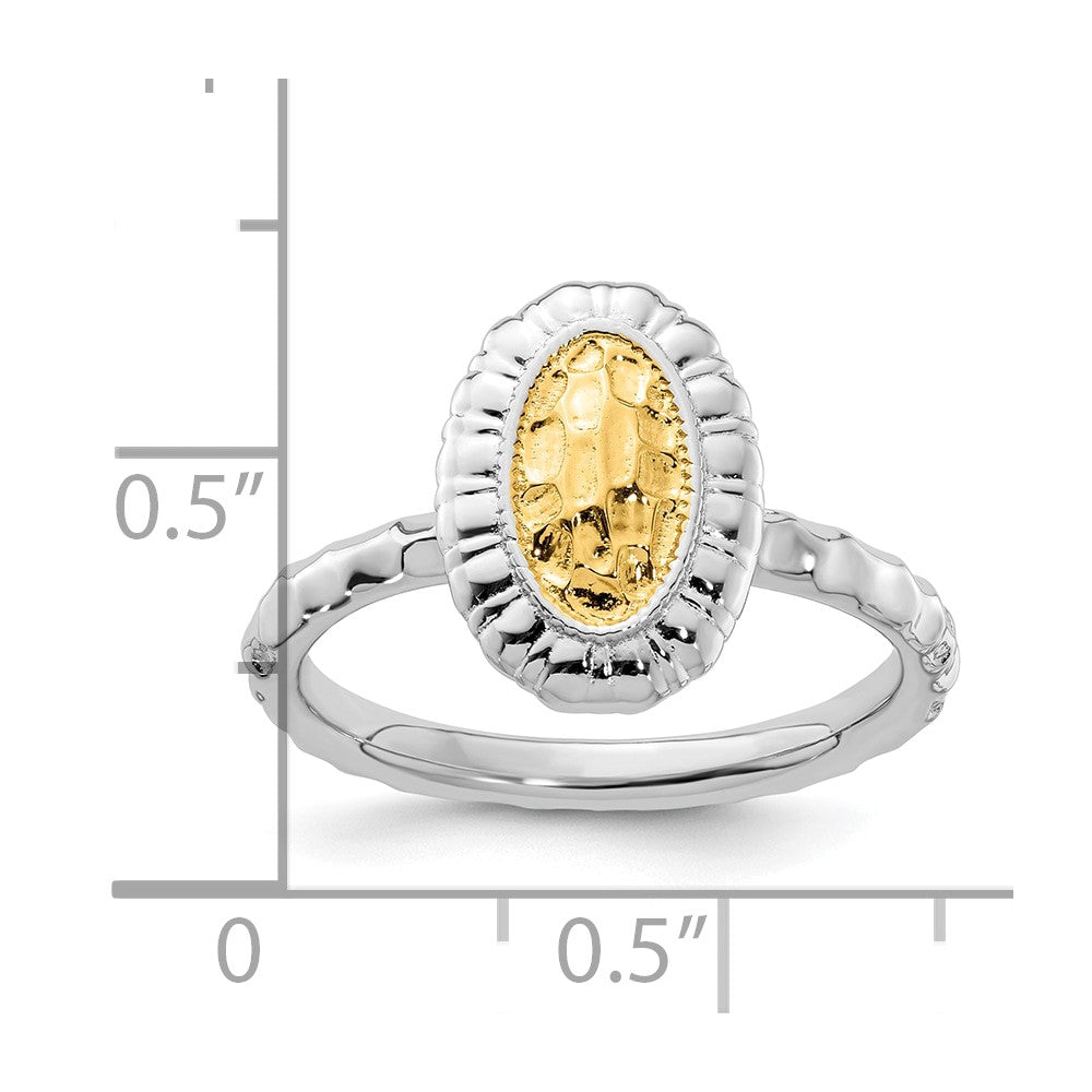 Sterling Silver Stackable Expressions Gold-plated Oval Ring Size -8