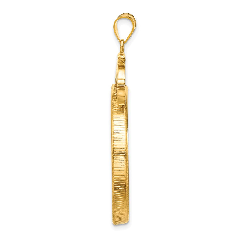 Wideband Distinguished Coin Jewelry 14k Polished French Scroll 32.7mm x 3.00mm Screw Top Coin Bezel Pendant