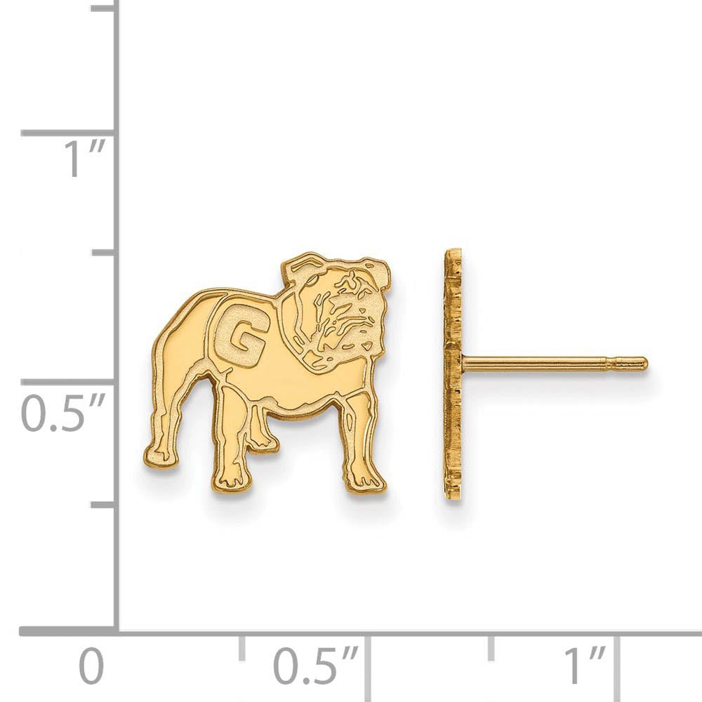 Sterling Silver Gold-plated LogoArt University of Georgia Bulldog Small Post Earrings Q-GP065UGA