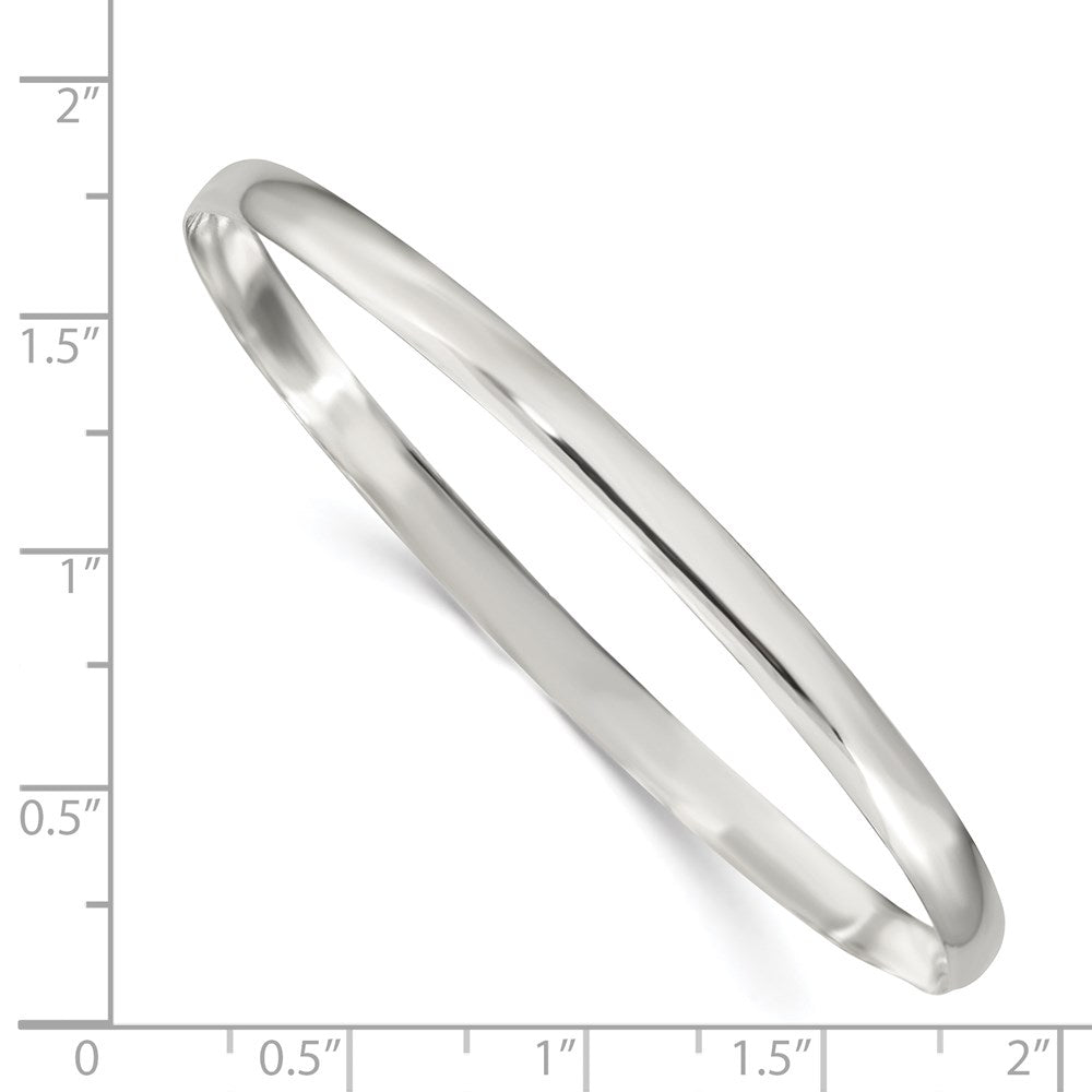 Sterling Silver 4mm Solid Polished Plain Slip-On Bangle Bracelet 7 inches