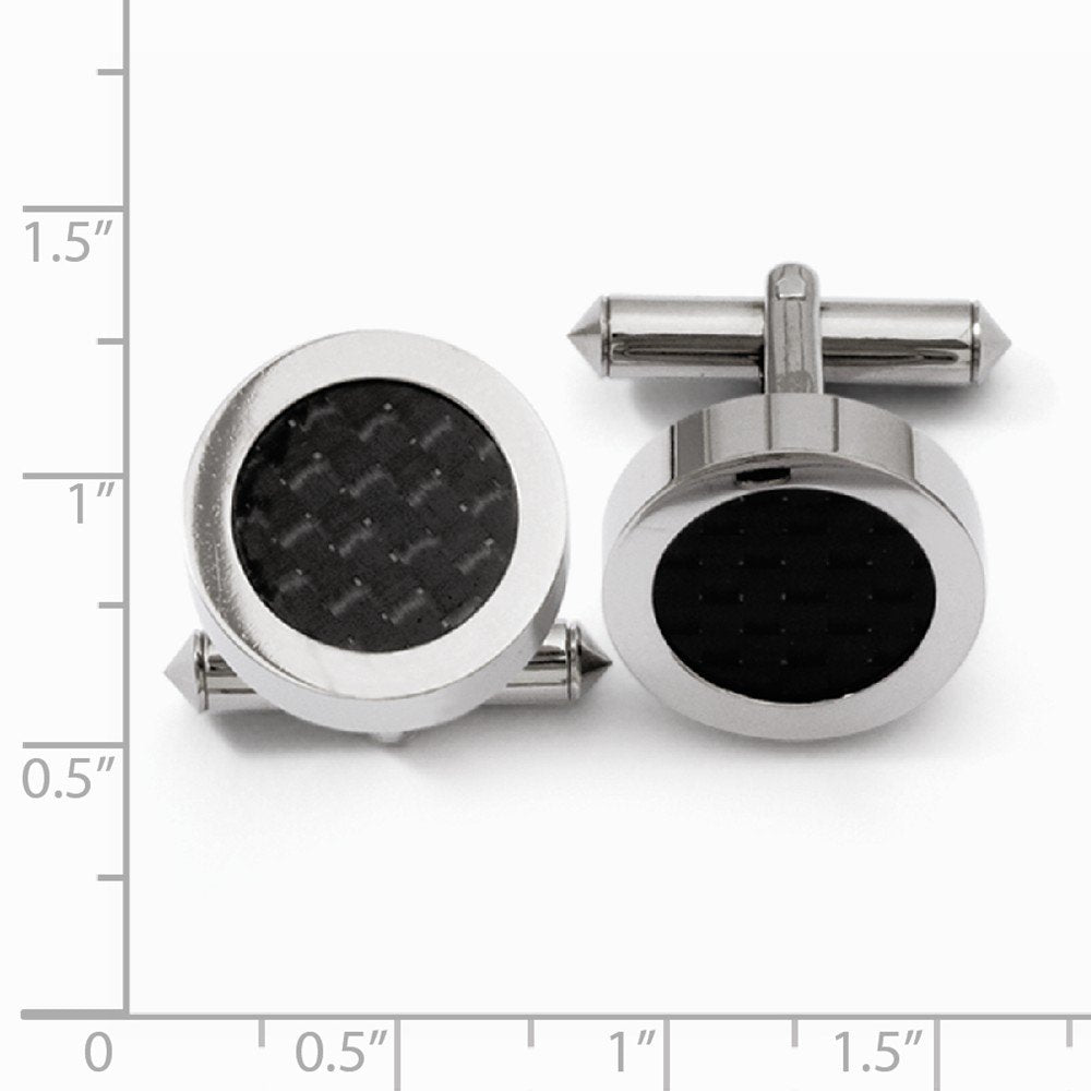 Titanium Polished w/Black Carbon Fiber Inlay Cuff Links