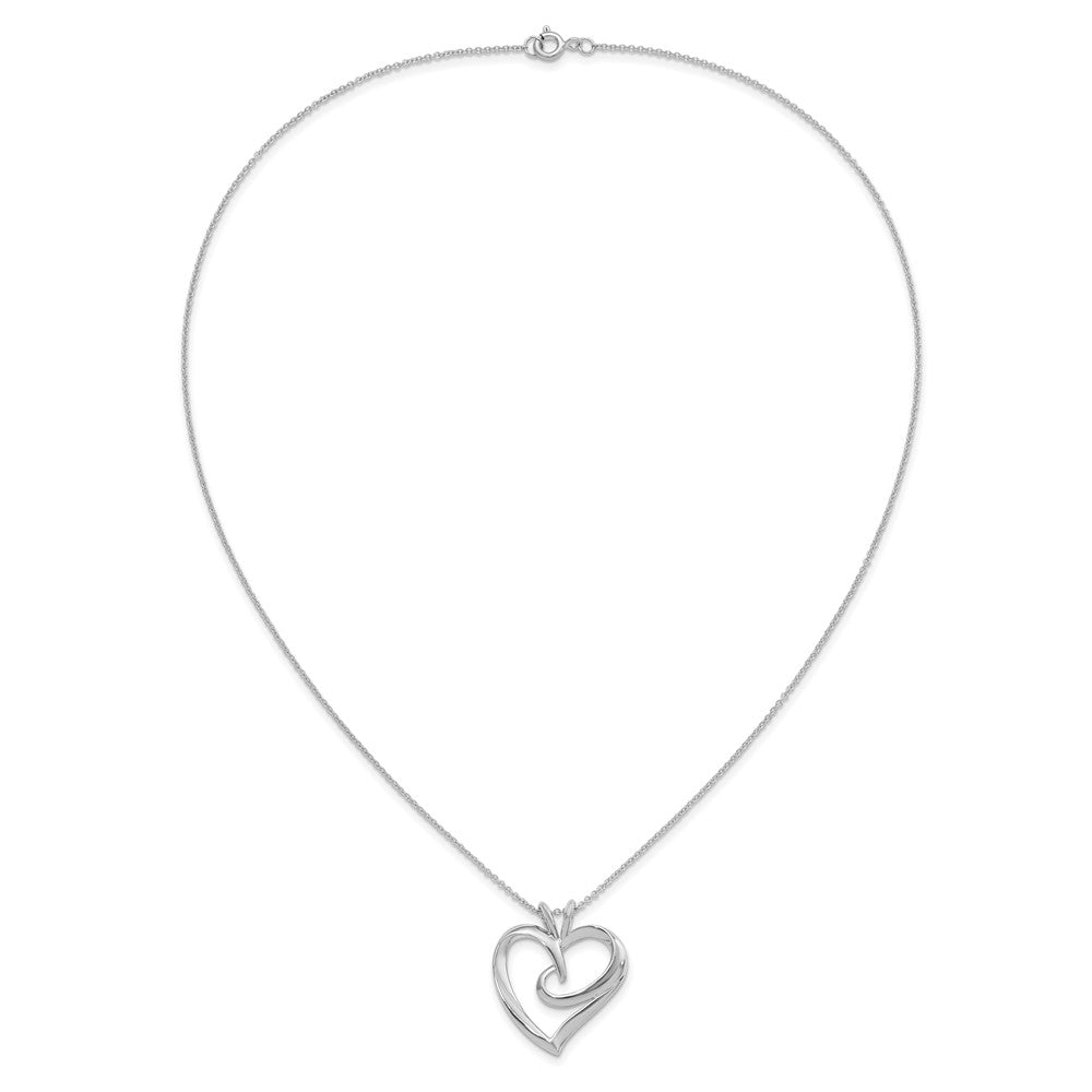 Sentimental Expressions Sterling Silver Rhodium-plated The Hugging Heart 18in Necklace 18 Inches