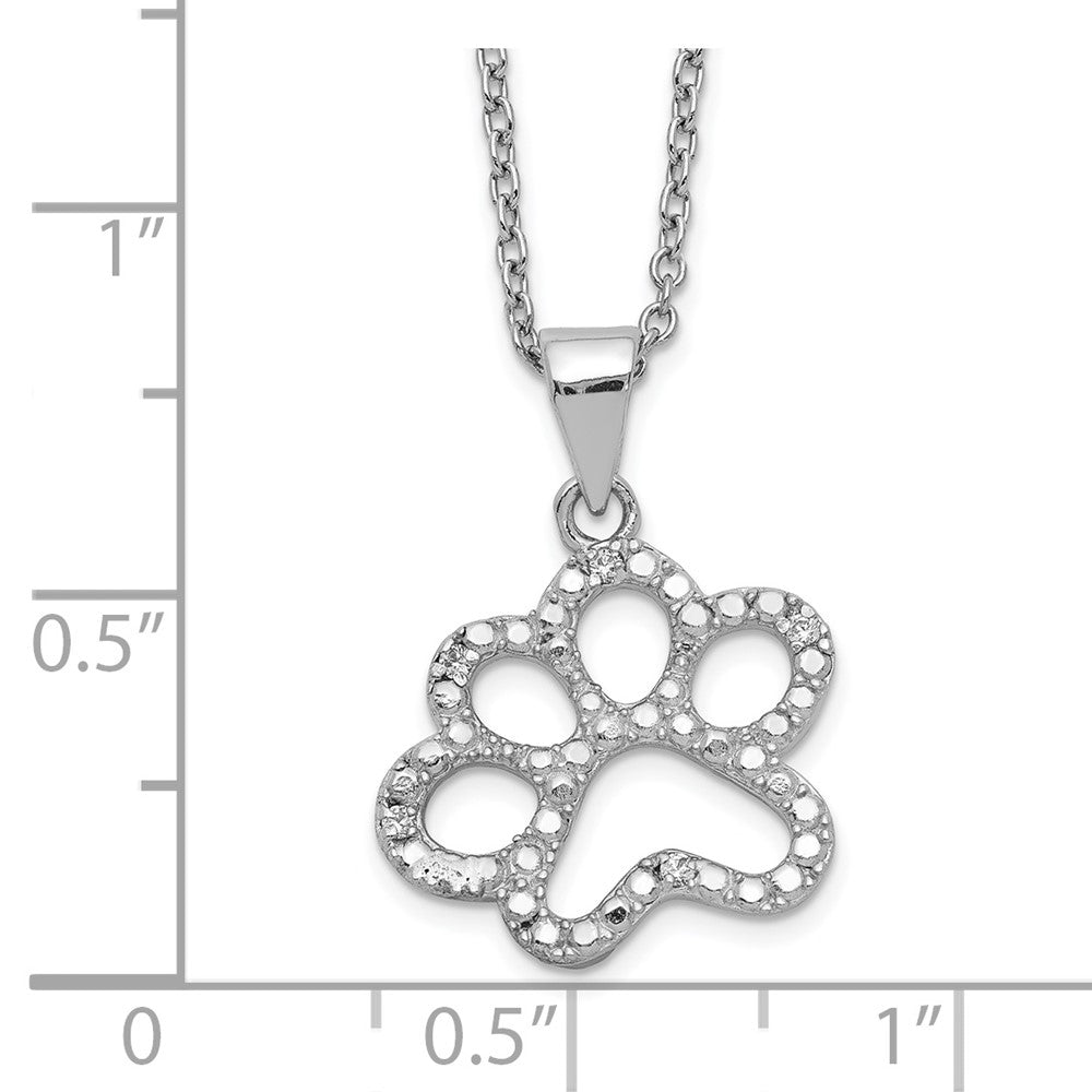 Cheryl M Sterling Silver Rhodium-plated Brilliant-cut CZ Paw 18.25 Inch Necklace 18.25 Inches