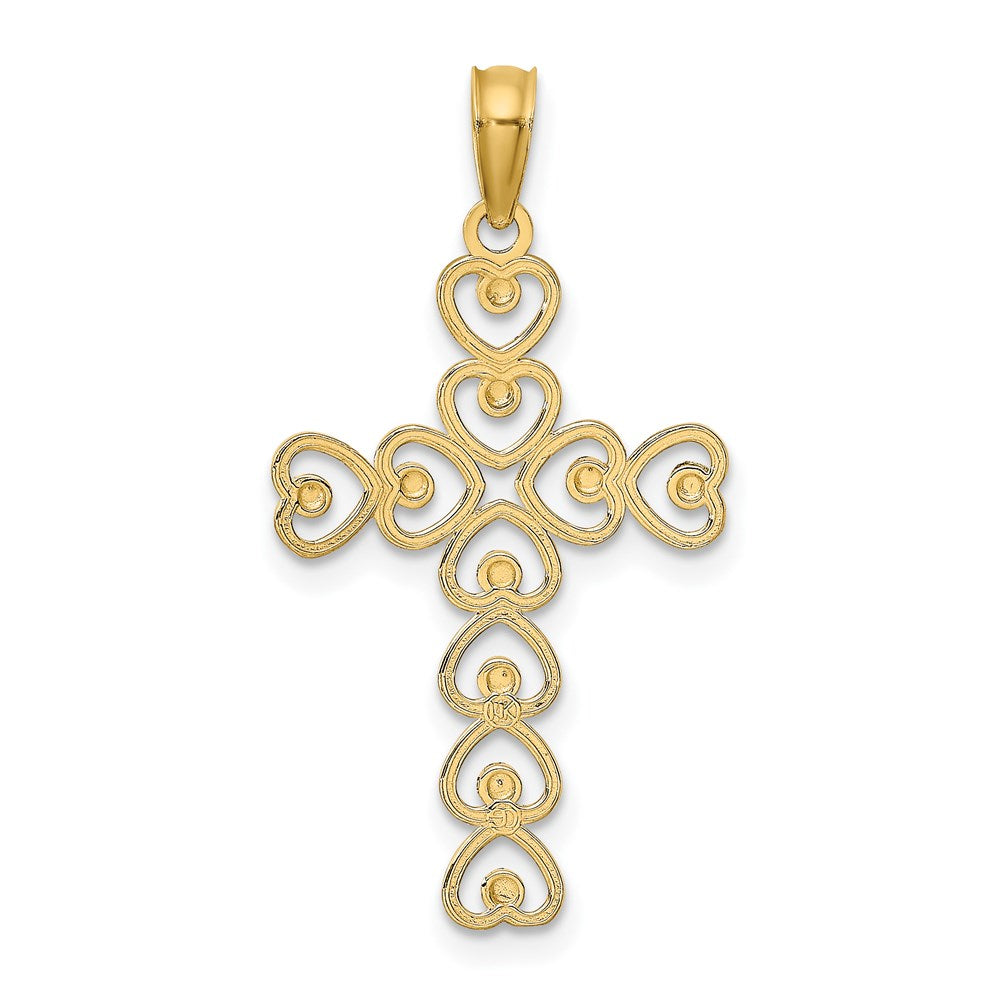 14k w/ Rhodium D/C Heart Cross Charm