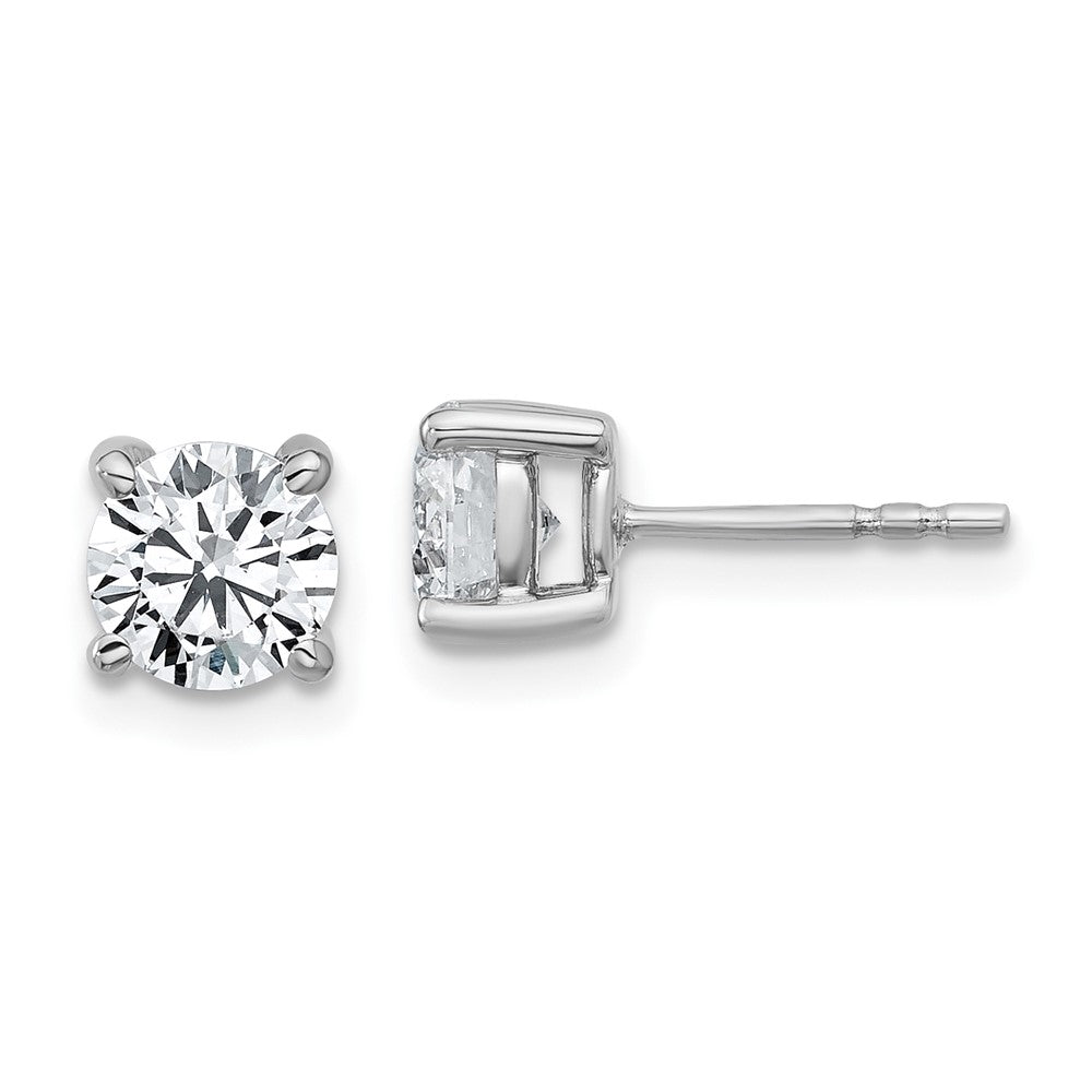 14k White Gold 1 3/8 ctw Lab Grown Diamond VS/SI+ G+ Round 4 Prong Heavy Wt. Stud Earrings