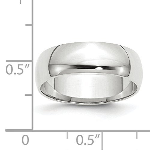 10k White Gold 6mm Lightweight Half Round Wedding Band Size 11.5