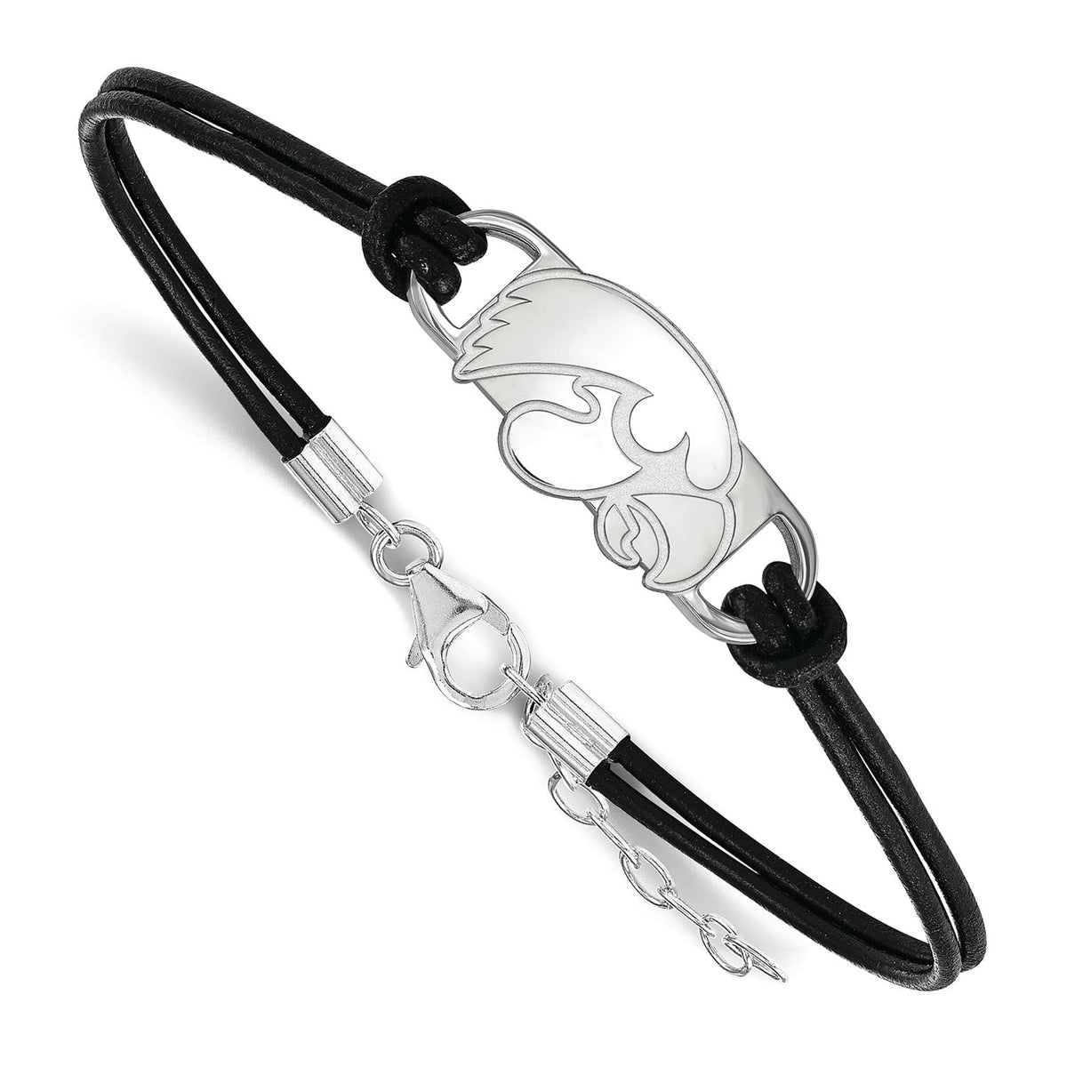 Women's Iowa Hawkeyes Sterling Silver Leather Bracelet