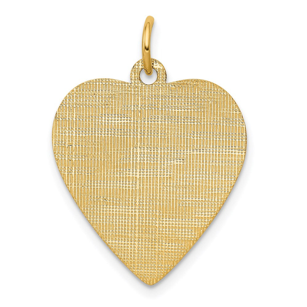 14k Patterned .027 Gauge Engravable Heart Disc Charm
