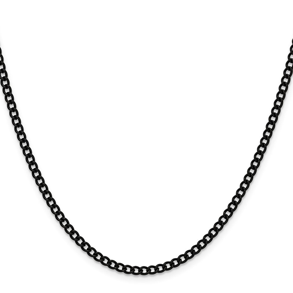 Chisel Stainless Steel Polished Black IP-plated 3mm 18 inch Round Curb Chain