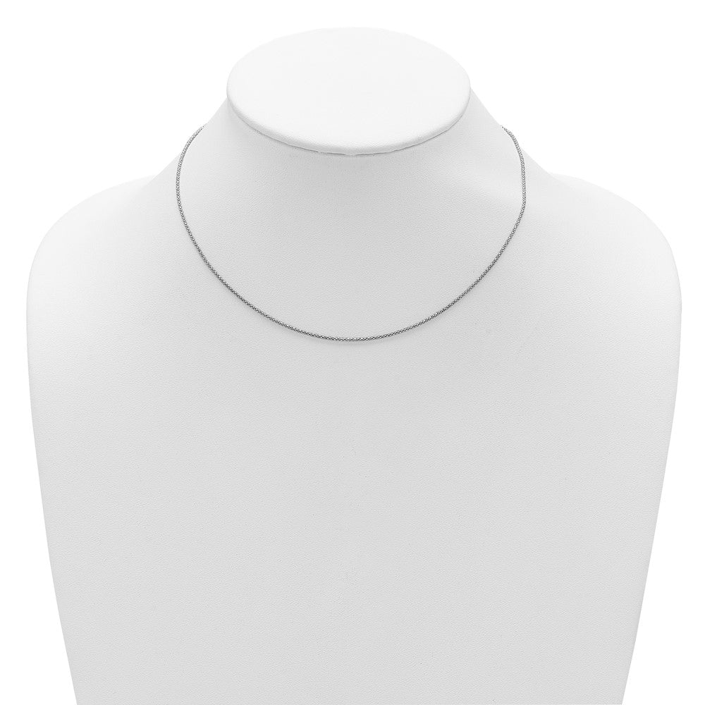 Sterling Silver RH-plt 1.2mm D/C Popcorn 1in+1in Adjustable Chain