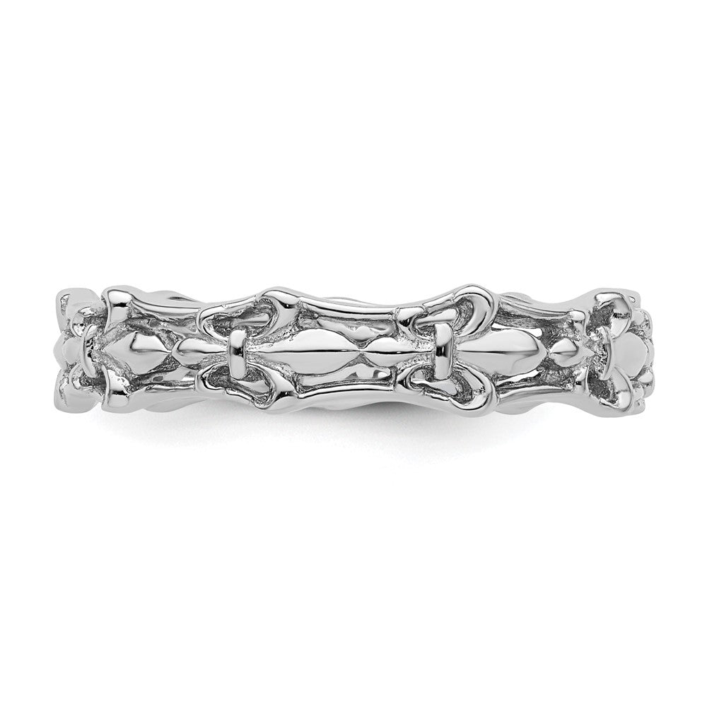 Sterling Silver Stackable Expressions Polished Fleur De Lis Ring Size -10