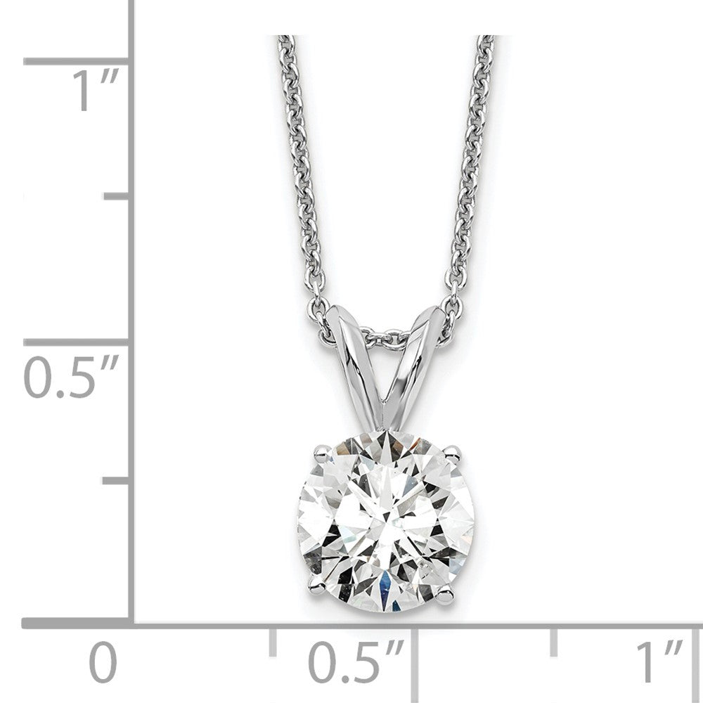 14k White Gold 1 carat Lab Grown Diamond VS+ F+ Round Complete Four Prong 18 inch Solitaire Pendant Necklace