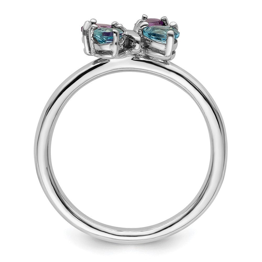 Sterling Silver Stackable Expressions Polished BT & AM Butterfly Ring Size -7