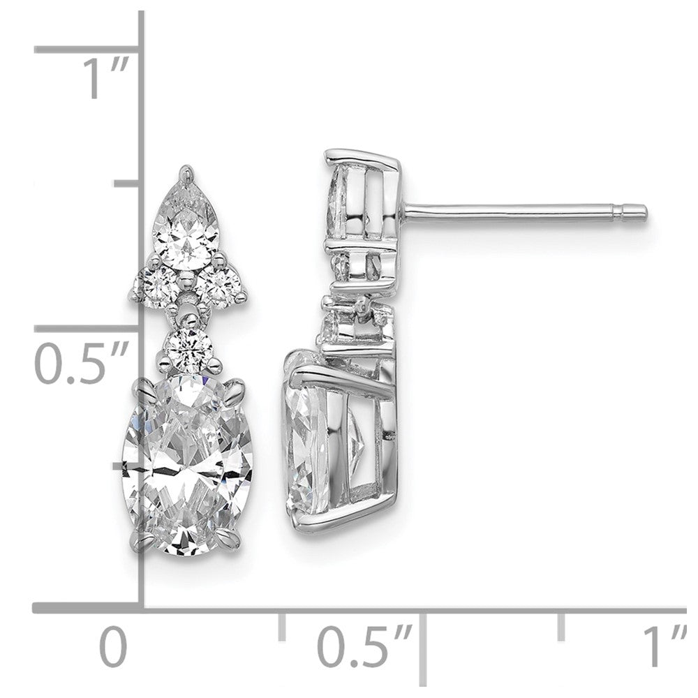 Cheryl M Sterling Silver Rhodium-plated Polished Fancy Multi-cut CZ Post Dangle Earrings