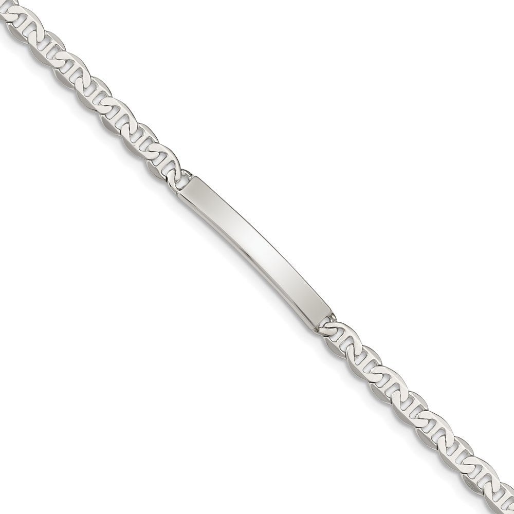 Sterling Silver 8inch Polished Engraveable Anchor Link ID Bracelet 8 inches