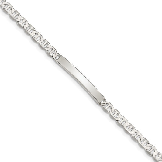 Sterling Silver 8inch Polished Engraveable Anchor Link ID Bracelet 8 inches