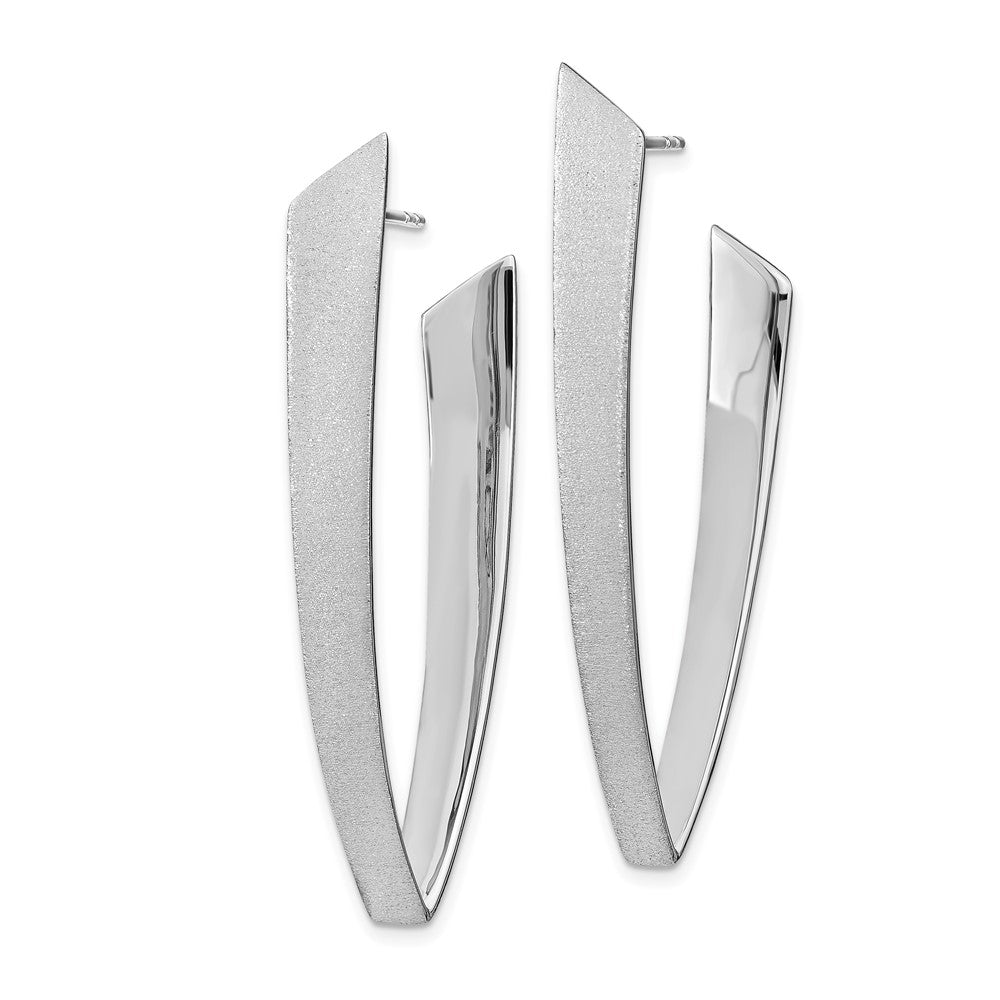 Sterling Silver Rhodium-plated Sand-finish Post Dangle Earrings