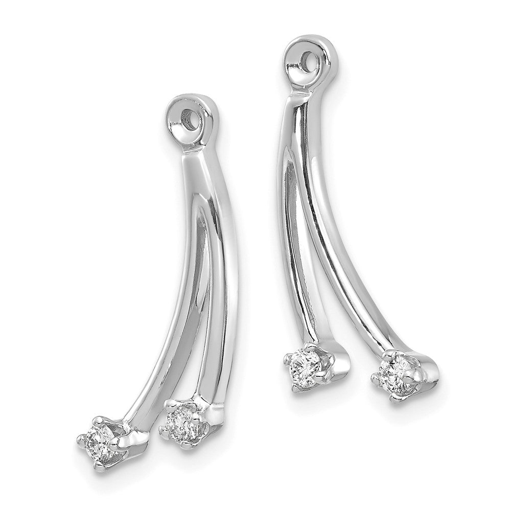 14k White Gold 2 Stone Dangle Diamond Earrings Jacket Mountings