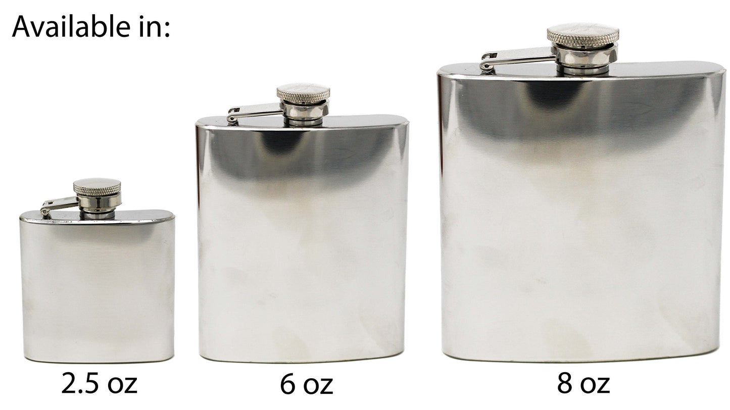 Rebel Steel Polished Stainless Steel 6 ounce Square Flask with Funnel QGP2717