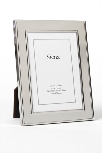 Siena Flat Dbl Border Plain Frame Silver 4x6. Silver Finish