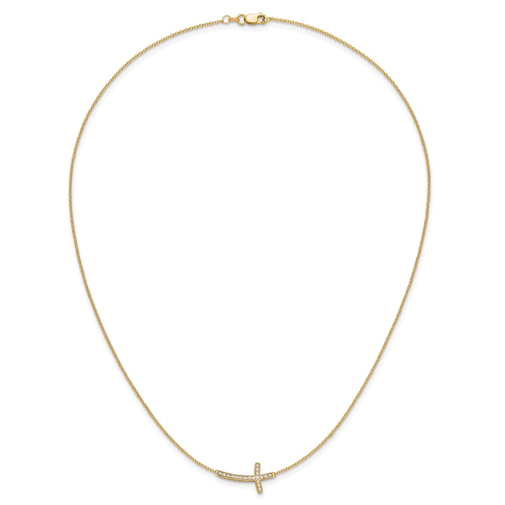 14k Diamond Sideways Cross 18in Necklace