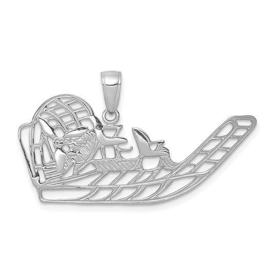 14K White Gold Air Boat Pendant