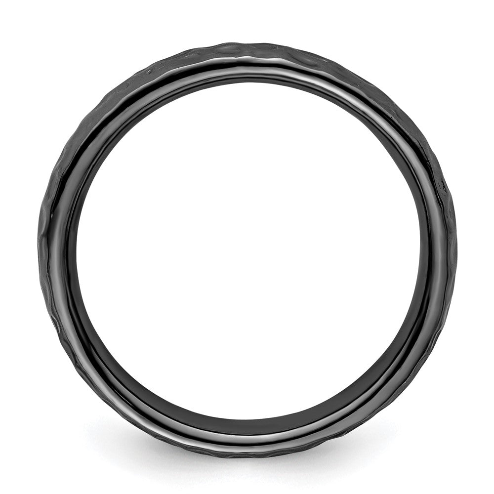 Sterling Silver Stackable Expressions Black-plated Ring Size -9