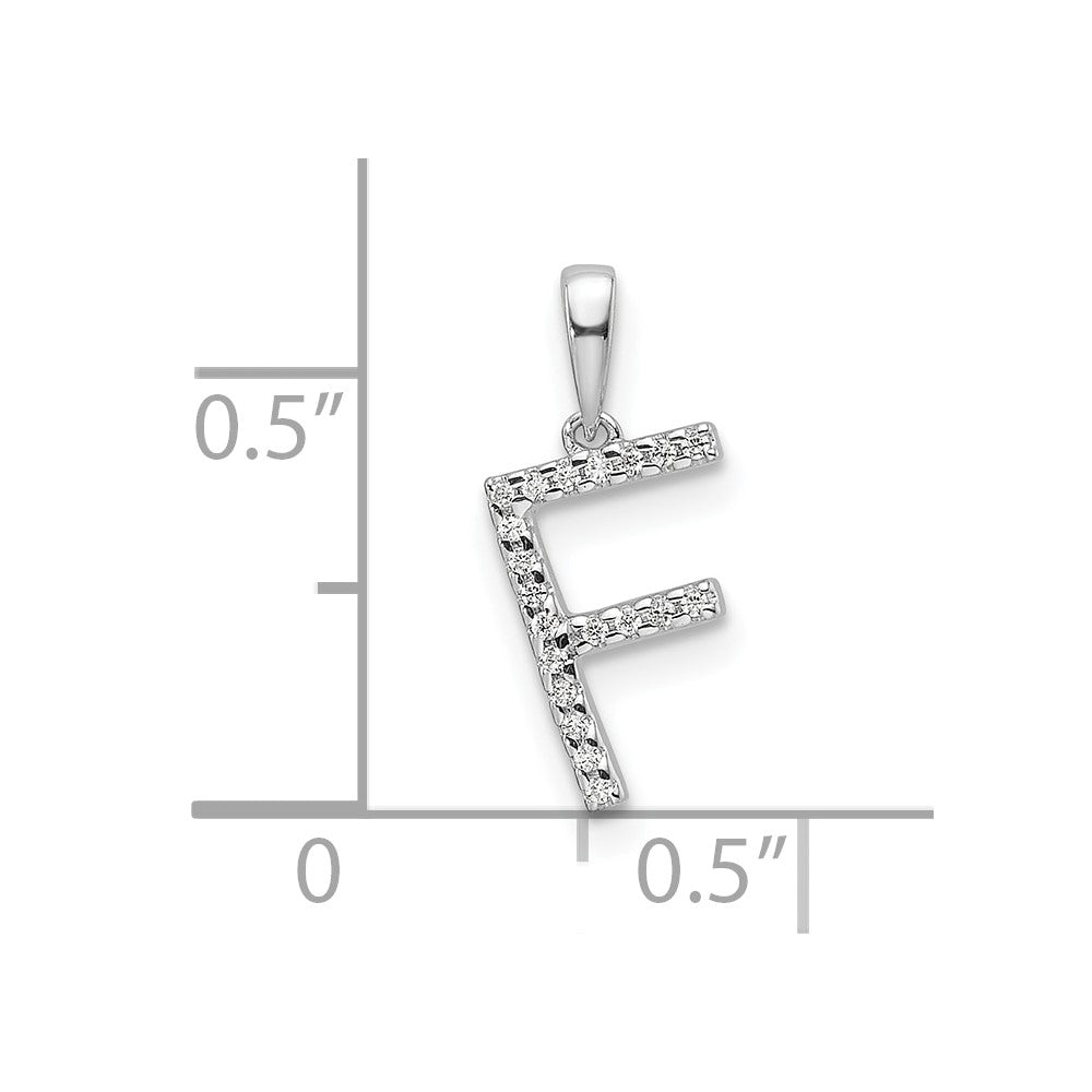 14K White Gold Diamond Letter F Initial Pendant