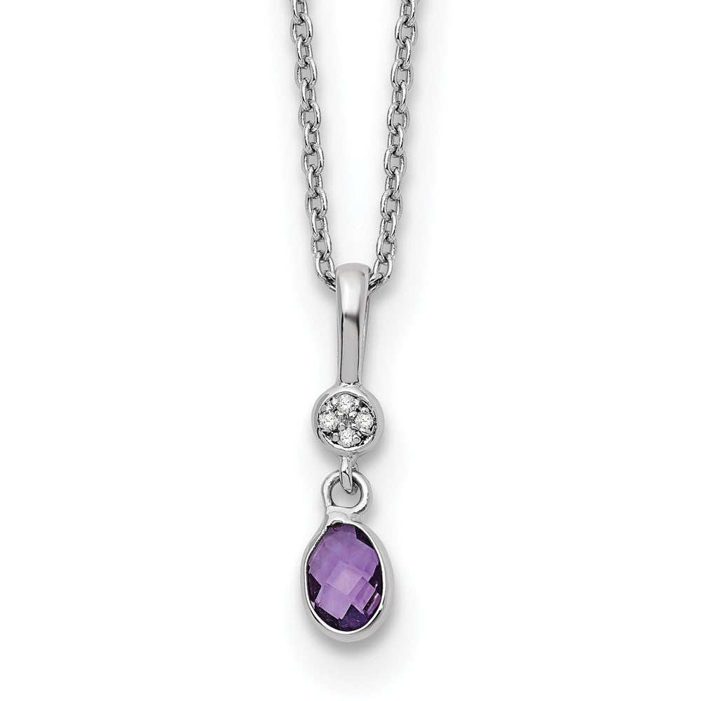 White Ice Sterling Silver Rhodium-plated 18 Inch Amethyst and Diamond Necklace with 2 Inch Extender 18 Inches