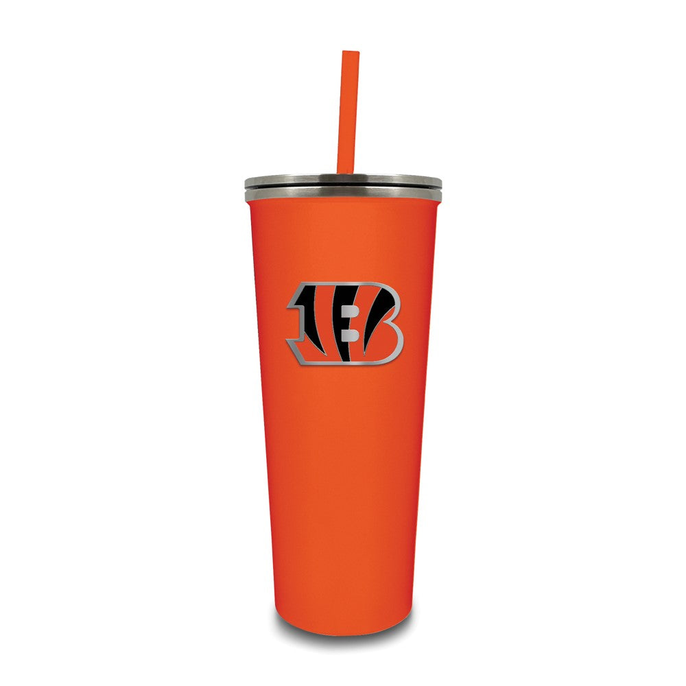 NFL Cincinnati Bengals Stainless Steel 24 ounce Skinny Tumbler with Emblem and Straw
