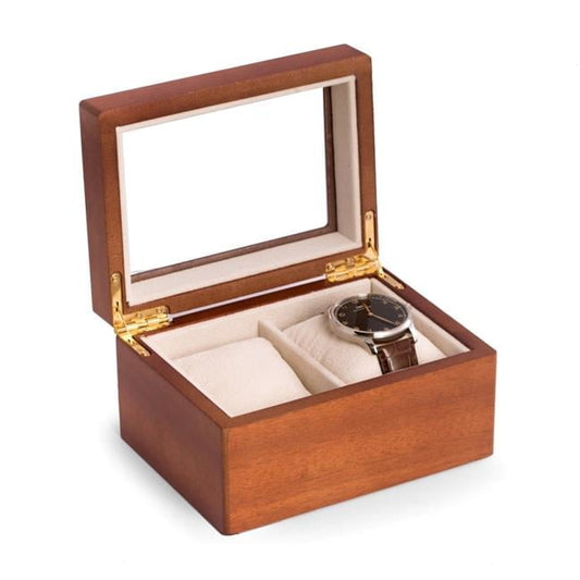 Bey-Berk International BB689BRW Cherry Wood 2 Watch Box - Brown