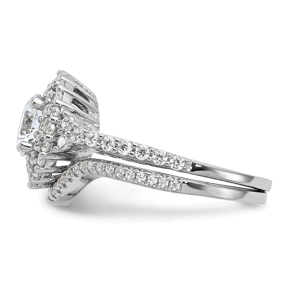 Brilliant Embers Sterling Silver Rhodium-plated 86 Stone Micro Pav‚ CZ 2-piece Wedding Set