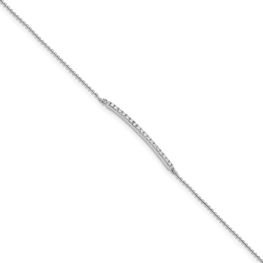 Cheryl M Sterling Silver Rhodium-plated Brilliant-cut CZ Bar 9.5 Inch Anklet with 1 Inch Extender 9.5 inches