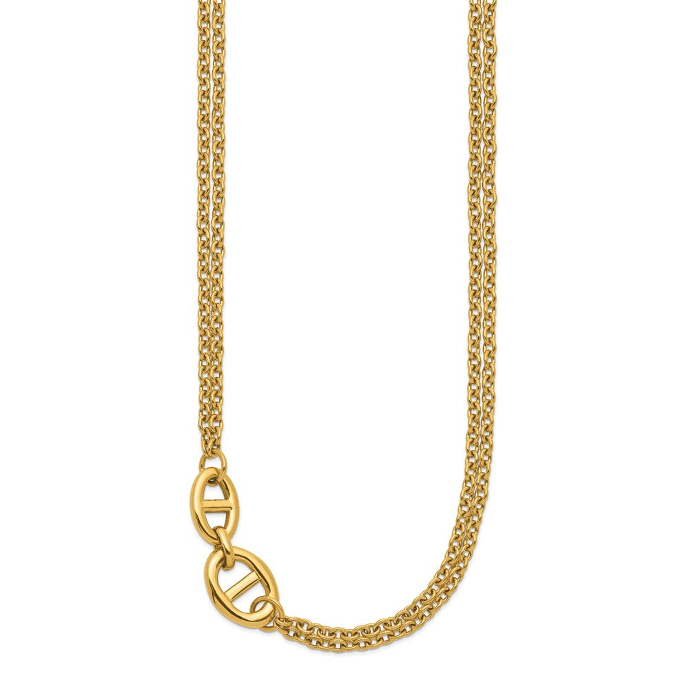 Chisel Stainless Steel Polished Yellow IP-plated Two-Strand 16 inch Plus a 2 inch Extension Necklace