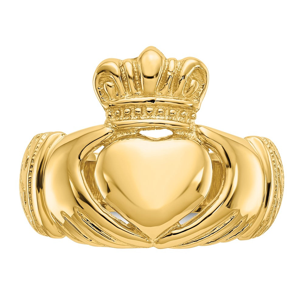 14k Polished Domed Claddagh Ring Size 8.5