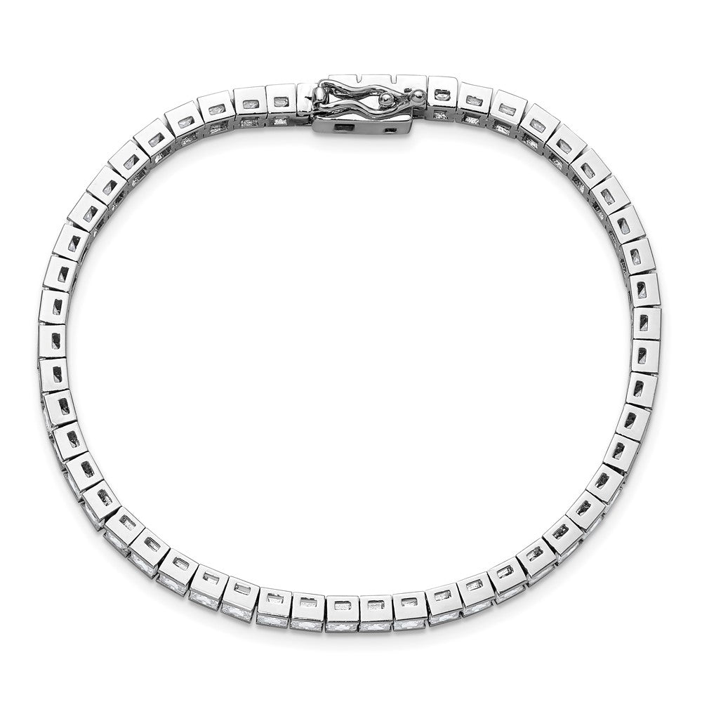 Sterling Shimmer Sterling Silver Rhodium-plated Square 3mm x 3mm CZ 53 Stone 7 inch Bracelet 7 inches