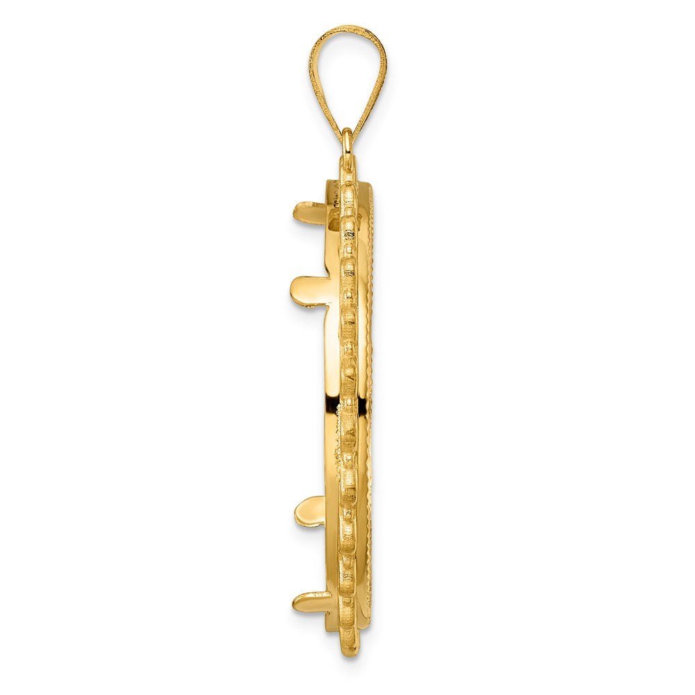 14k Diamond Cut Multi Arch with 32.7mm Prong Coin Bezel Pendant