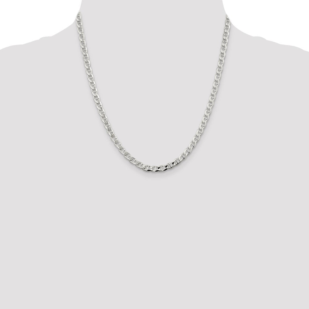 Sterling Silver 4.65mm D/C Flat Anchor Curb Chain 20 Inches