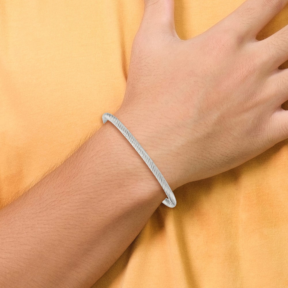 Stainless Steel Polished Cuff Bangle 6.75 inches