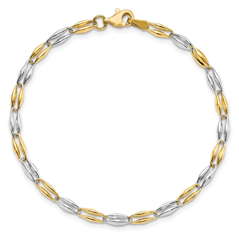 14K Two-tone Polished Fancy Link Bracelet 7.5  inches