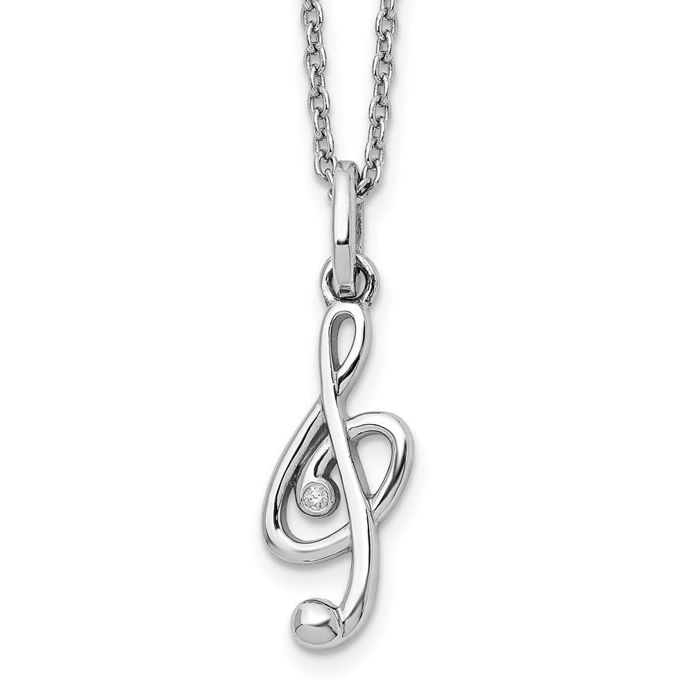 White Ice Sterling Silver Rhodium-plated 18 Inch Diamond Musical Necklace with 2 Inch Extender 18 Inches