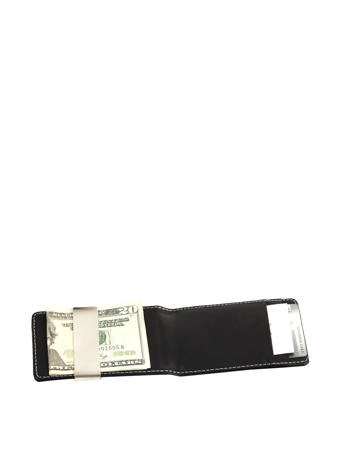 Leather Wallet with Money Clip - Black