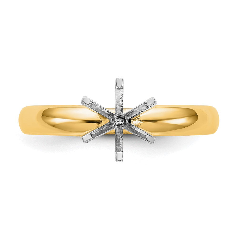 14k Two-Tone 1/3 carat Medium-Weight Low-Shoulder Comfort-Fit 6-Prong Round Solitaire Ring Mounting