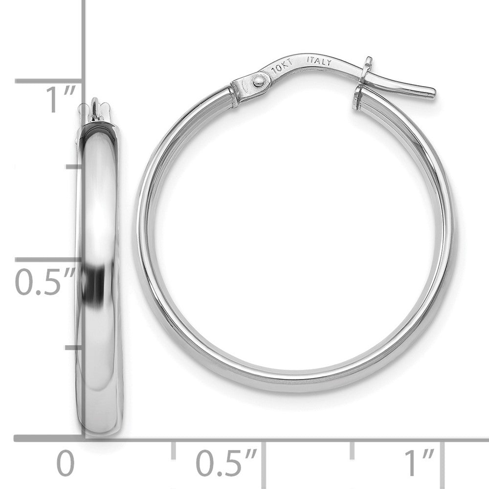 10K White Gold Polished Hoop Earrings