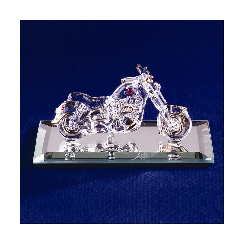 Glass Barron Motorcycle with Crystal Accents Glass Figurine